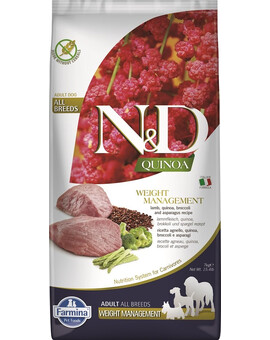 FARMINA N&D Dog Quinoa Weight Management Lamb & Broccoli - Quinoa, agneau & broccoli pour réduire le poids des chiens adultes - 7 kg