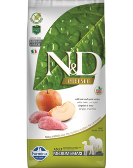 FARMINA N&D Prime Dog Adult medium & maxi Wild boar & apple - Sanglier & pomme pour chiens adultes de races moyennes et grandes - 12 kg