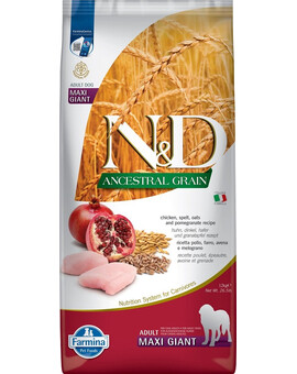 FARMINA N&D Ancestral Dog Adult Giant Maxi chicken, spelt, oat & pomegranate - poulet, épeautre, avoine et grenade pour chiens adultes de races grandes & géantes - 12 kg