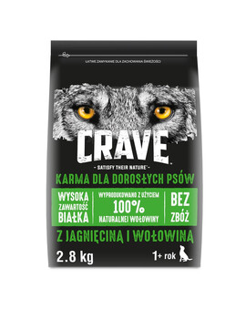 CRAVE Croquettes 3 x 2,8kg agneau et boeuf (sans céréales pour chien adulte)