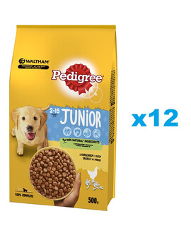 PEDIGREE Junior Croquettes au poulet pour jeunes chiens de races moyennes 12x500g