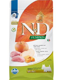 FARMINA N&D GF Pumpkin Boar & Apple Adult Mini - Sanglier, Potiron & Pomme pour chiens adultes de petites races - 2.5 kg