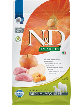 FARMINA N&D GF Pumpkin Boar & Apple Adult Medium & Maxi - Sanglier, Potiron & Pomme pour chiens adultes de moyennes et grandes races - 2.5 kg