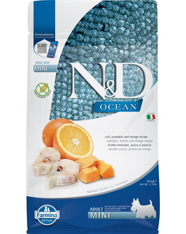 FARMINA N&D Ocean Adult morue, potiron et orange 800 g pour chiens adultes de petite race