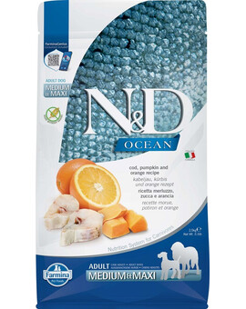 FARMINA N&D Ocean Morue, Potiron & Orange 2,5 kg - pour chiens adultes de moyennes et grandes races