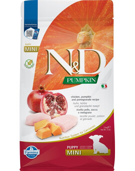 FARMINA N&D Pumpkin Dog Puppy Mini chicken, pumpkin & pomegranate - poulet, potiron & grenade pour chiots de petites races - 2.5 kg
