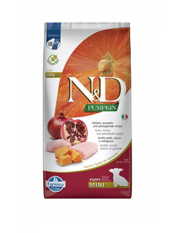 FARMINA N&D Pumpkin Dog Puppy Mini chicken, pumpkin & pomegranate - poulet, potiron & grenade pour chiots de petites races - 7 kg