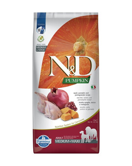 FARMINA N&D Quail Pumpkin & Pomegranate Adult Medium & Maxi - Caille, potiron & grenade pour chiens adultes de races moyennes et grandes - 12 kg