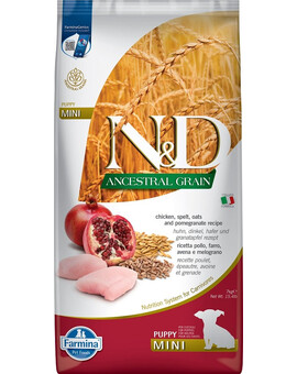 FARMINA N&D Ancestral Low Grain Chicken & Pomegranate Mini Puppy - Poulet, grenades et céréales pour chiots et chiennes en gestation de petites races - 7 kg