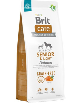 BRIT Care Grain-free Senior&Light Salmon - Saumon et pommes de terre sans céréales pour les chiens âgés - 12 kg