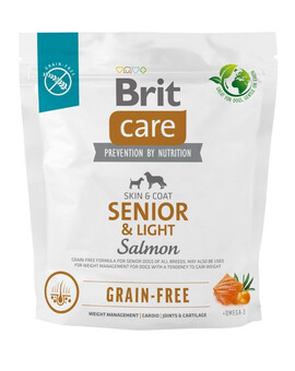 BRIT Care Grain-free Senior & Light - Croquettes sans céréales au saumon pour chiens âgés - 1 kg