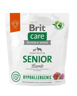 BRIT CARE Hypoallergenic Senior Lamb - Formule hypoallergénique d'agneau et de riz pour chiens âgés - 1 kg