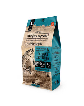 WIEJSKA ZAGRODA Leśne smaki - Veau avec croustillants de truite pour chiens de taille moyenne - M 9kg