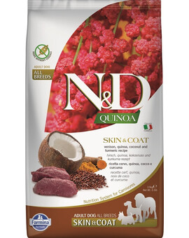 FARMINA N&D Dog Quinoa Skin & Coat Venison - Venaison & quinoa pour la peau et le pelage du chien - 2.5 kg