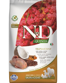 FARMINA N&D Dog Quinoa Skin & Coat Quail - Caille & Quinoa pour la peau & le pelage - 2.5 kg