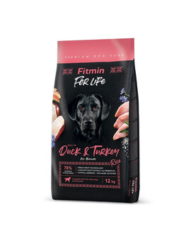FITMIN dog For Life Duck & Turkey - viandes fraîches de Poulet&Dinde pour chiens adultes de toutes races - 12 kg
