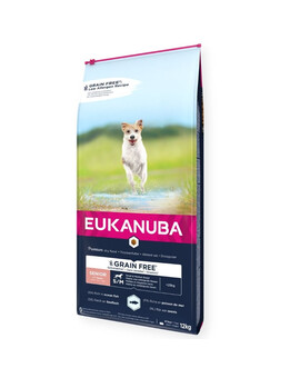 EUKANUBA Grain Free Senior Small/medium ocean fish - riche en poissons océaniques sans céréales pour chiens âgés de petites et moyennes races - 12 kg