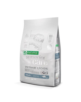 NATURES PROTECTION SUPERIOR CARE White Dogs Grain Free White Fish Adult Small and Mini Breeds - au poisson blanc pour chiens de petite race à fourrure blanche 1,5 kg