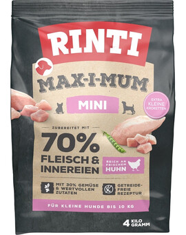 RINTI MAX-I-MUM Mini Adult Chicken - avec poulet pour chiens de petites races - 4 kg
