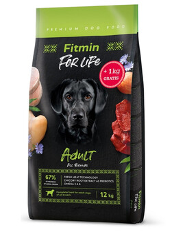 FITMIN Dog For Life Adult - Viandes fraîches pour chien adulte - 12 kg + 1 kg OFFERT