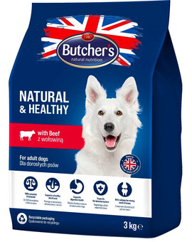 BUTCHER'S Natural&Healthy croquettes pour chiens avec du bœuf 3 kg