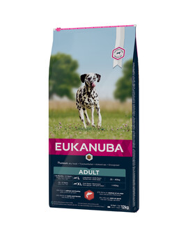 EUKANUBA Adult Salmon & Rice All Breeds - Riche en Saumon et orge avec une pointe d'épinard pour chiens de grandes races - 12 kg