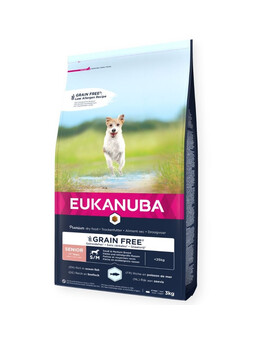 EUKANUBA Grain Free Senior Small/medium ocean fish - riche en poissons océaniques sans céréales pour chiens âgés de petites et moyennes races - 3 kg