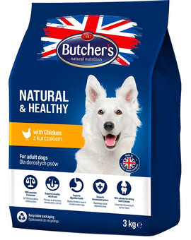 BUTCHER'S Natural&Healthy croquettes pour chiens avec du poulet 3 kg