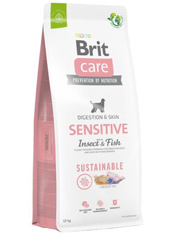BRIT Care Sustainable Sensitive Insect & Fish - sans céréales, insectes et poissons pour chiens à la peau et au pelage sensibles - 12kg