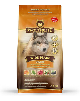 WOLFSBLUT Wide Plain Senior nourriture sèche pour chiens âgés allergiques avec viande de cheval et patates douces 12,5 kg