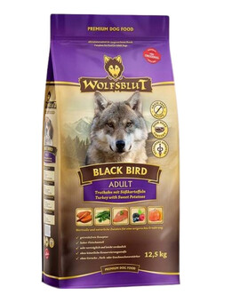 WOLFSBLUT Black Bird Adult Croquettes pour chiens avec dinde et patates douces 12,5 kg