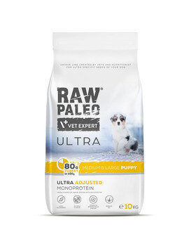 VETEXPERT RAW PALEO Ultra Turkey Medium&Large Puppy - Croquettes avec dinde pour chiots de moyennes et grandes races - 10 kg