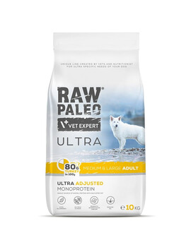 VETEXPERT RAW PALEO Ultra Turkey Medium&Large Adult Pour les chiens adultes de moyennes et grandes races avec dinde 10 kg