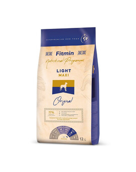 FITMIN dog maxi light - viande de volaille pour chiens adultes de grandes et géantes races en surpoids - 12 kg