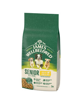 JAMES WELLBELOVED Senior Croquettes complètes pour chiens âgés >7 ans riches en agneau et en riz 2 kg