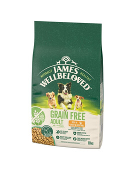 JAMES WELLBELOVED Adult Croquettes complètes sans céréales pour chiens adultes de 1 à 7 ans, riches en dinde et en légumes 10 kg