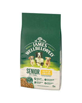 JAMES WELLBELOVED Senior croquettes complètes pour chiens âgés >7 ans riches en agneau et en riz 12 kg
