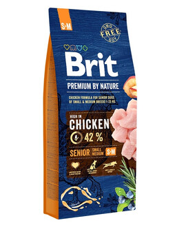 BRIT Premium By Nature Senior Small Medium S+M - Poulet pour chiens âgés de petites et moyennes races - 15 kg