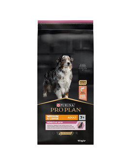 PURINA PRO PLAN Medium Large Adult 7+ Sensitive Skin - pour chiens de moyennes et grandes races, âgés de plus de 7 ans, à la peau sensible - 14kg