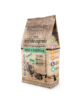 WIEJSKA ZAGRODA - Croquettes de dinde et lapin pour chiens sensibles, âgés ou de petites races - 2 kg