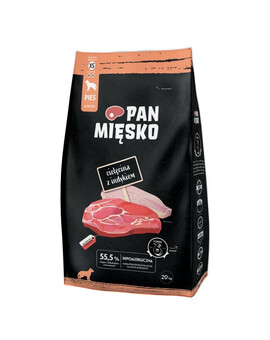 PAN MIĘSKO - Veau et dinde pour chiens adultes - XS 20kg