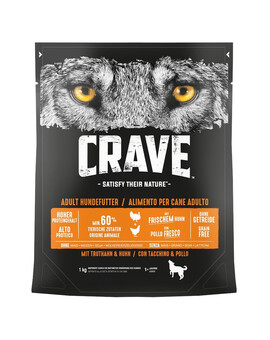 CRAVE Croquettes pour chien sans cereales au poulet et a la dinde 5 x 1kg