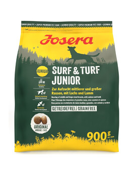 JOSERA Surf Turf Junior 900 g nourriture sans céréales avec saumon et agneau pour chiots
