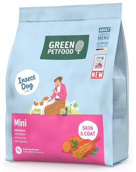 GREEN PETFOOD InsectDog Mini Skin and Coat 900g nourriture sans céréales avec des protéines d'insectes pour petits chiens