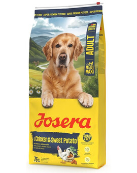 JOSERA Poulet avec patate douce Adult croquettes sans céréales pour chiens moyens et grands 12,5 kg