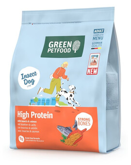 GREEN PETFOOD InsectDog with Salmon High Protein avec des protéines d'insectes et du saumon pour les chiens actifs 900g