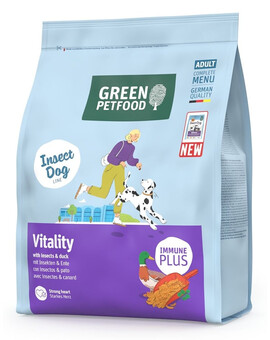 GREEN PETFOOD InsectDog with Duck Vitality avec des protéines d'insectes et du canard pour chiens adultes 900g