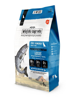 WIEJSKA ZAGRODA Monoprotéine Saumon – Croquettes pour chiens S/M 6 kg