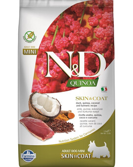 N&D Quinoa Dog Skin&Coat Adult Mini duck, coconut 2.5 kg kaczka i kokos