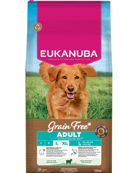 EUKANUBA Grain Free Adult Large Lamb 12 kg nourriture sèche sans céréales pour chiens de grandes races avec de l'agneau